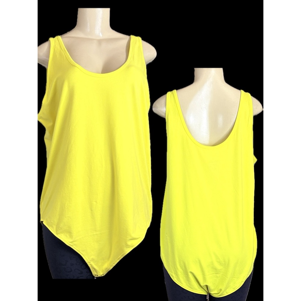 Torrid 6X Yellow Scoop Neck Front/Back Bodysuit Sleeveless Tank Design Cotton
